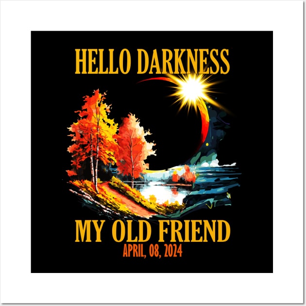 Hello Darkness My Old Friend, April 08 2024 Total Solar Eclipse Wall Art by AlmaDesigns